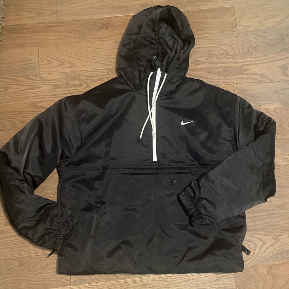 NIKE SOLO SWOOSH SATIN ANORAK JACKET BLACK SIZE M BRAND NEW